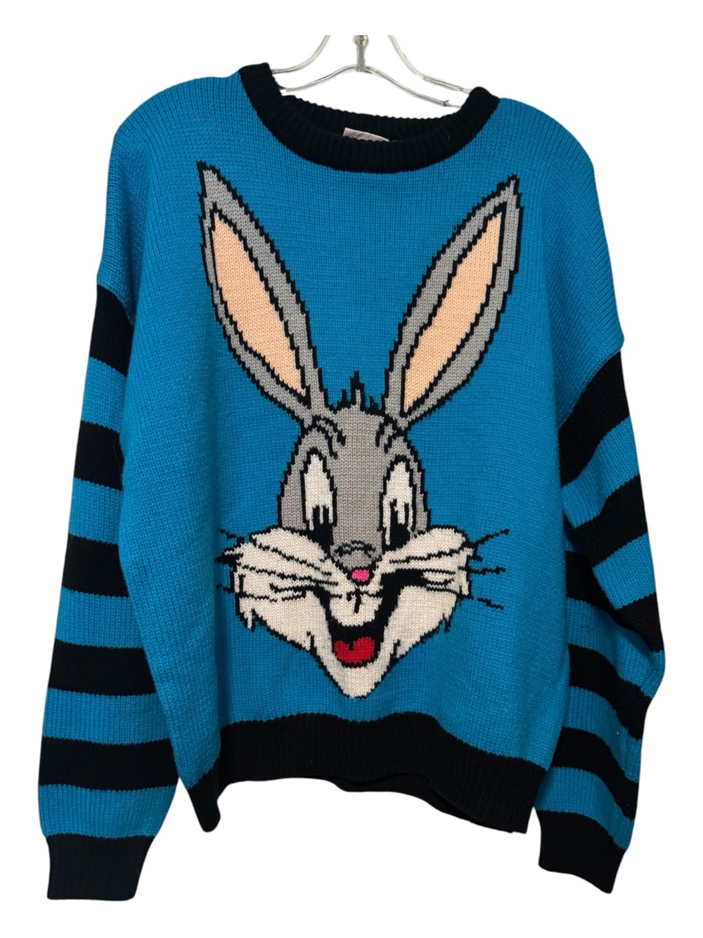 Vintage 1990 Looney Tunes Bugs Bunny Intarsia Knit Sweater L